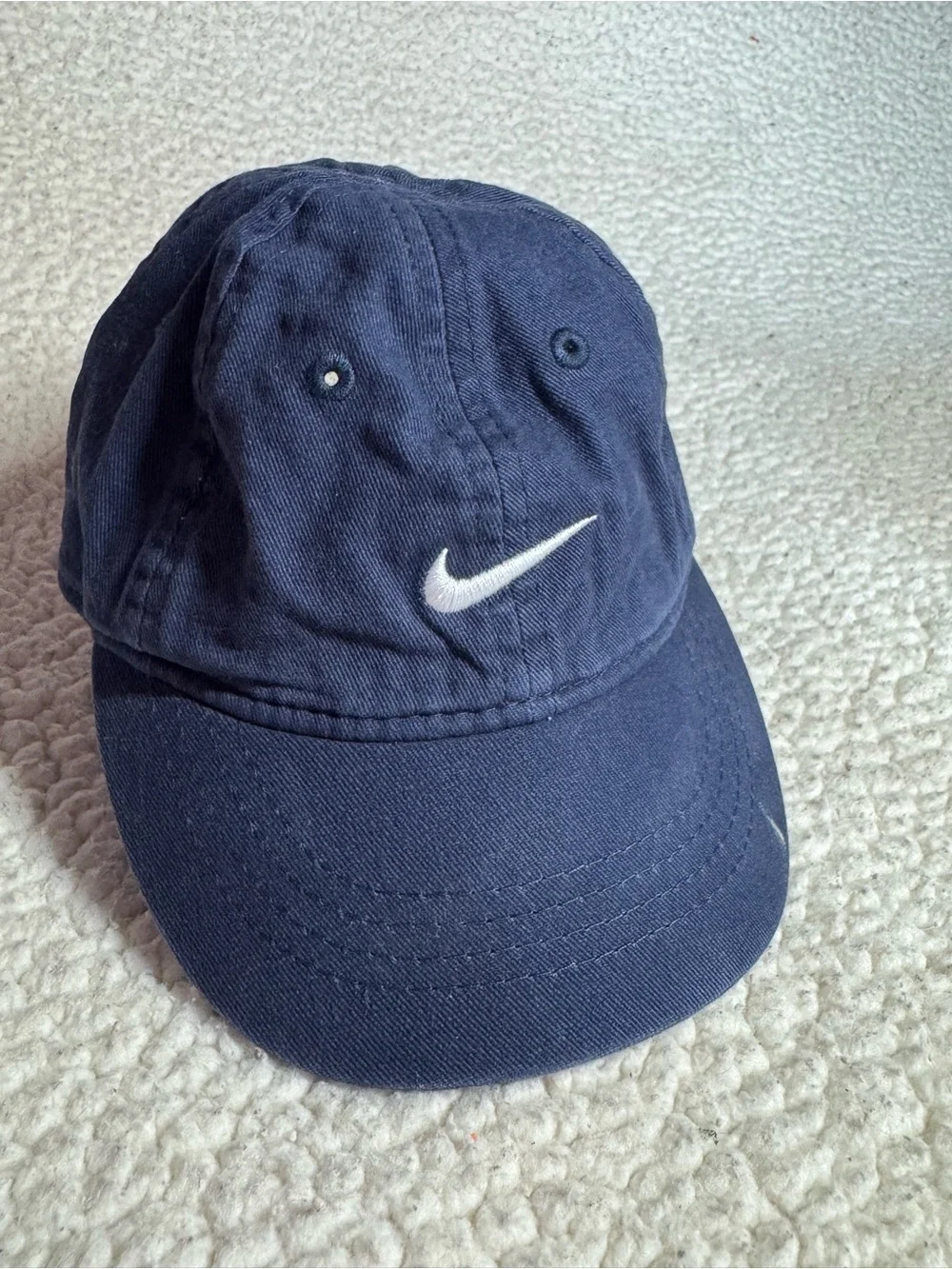 Nike Kids Navy and White Swoosh Baseball Hat